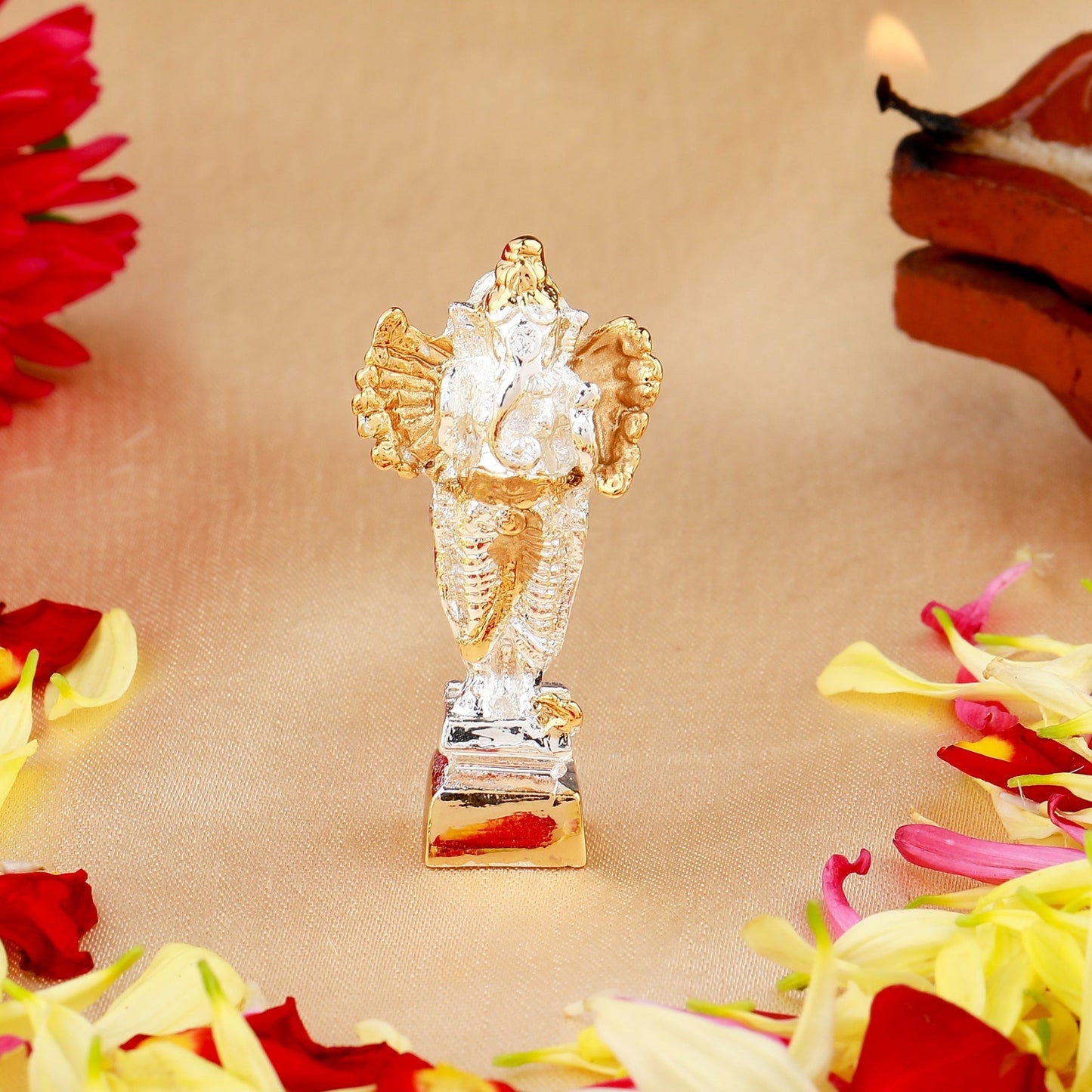 Estele Gold-Polished Spiritual Lord Standing Ganesha Idol for Gifts & HouseWarming/Home/Office Decors - Swadesiicart