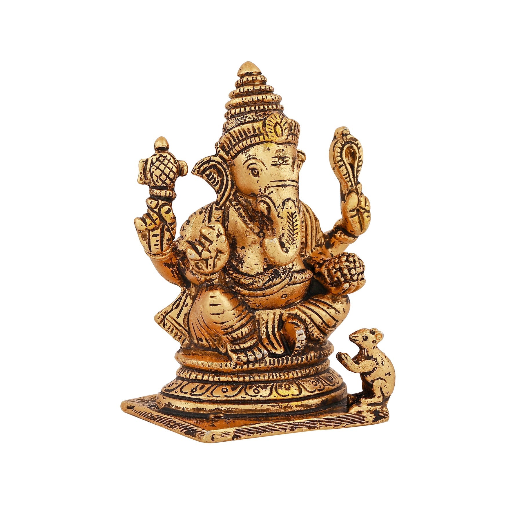 Estele Gold-Polished Spiritual Lord Ganesh Idol for Gifts & HouseWarming/Home/Office Decors - Swadesiicart