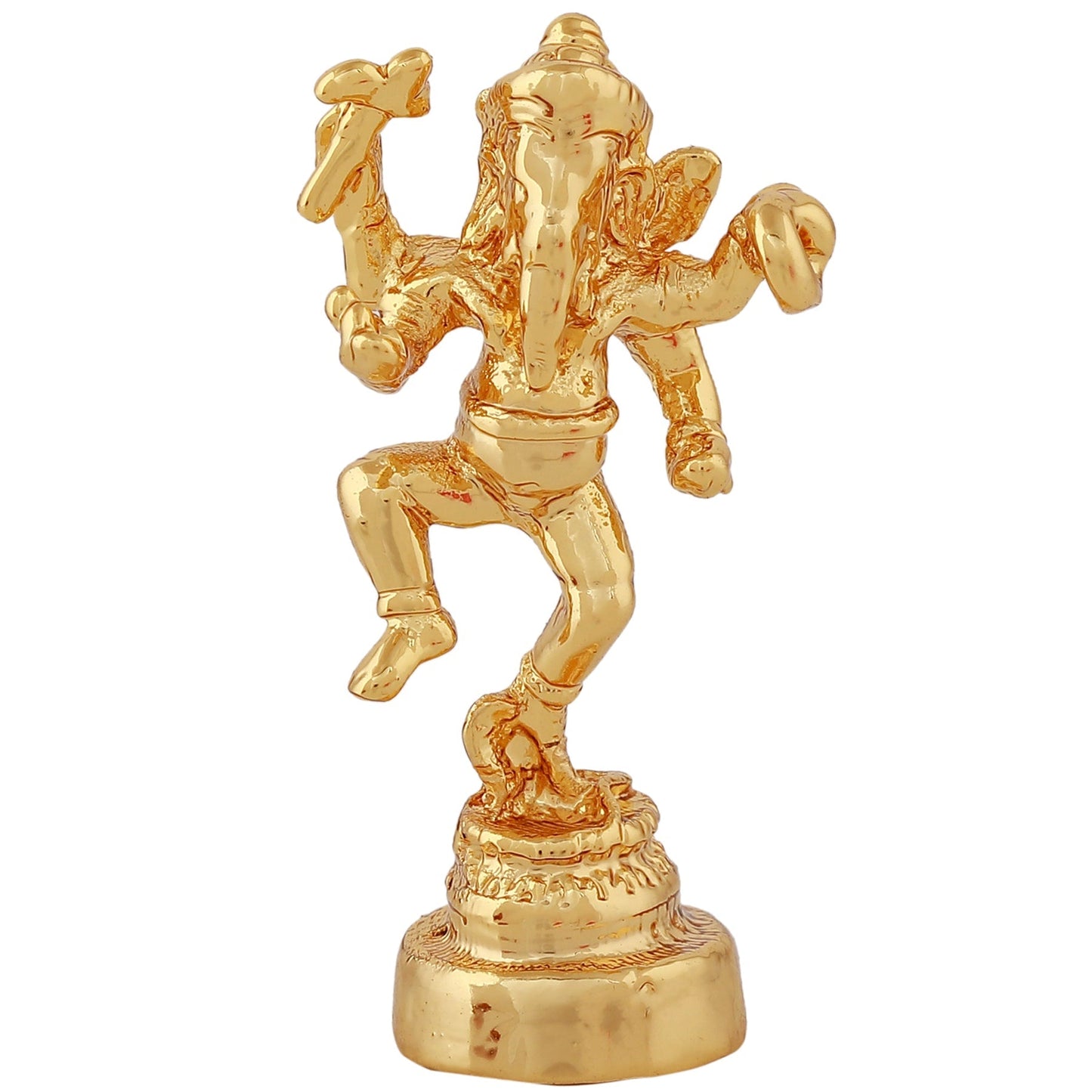 Estele Gold-Polished God of beginnings Lord Ganesha Idol with stand on one leg for Home/Office Decors - Swadesiicart