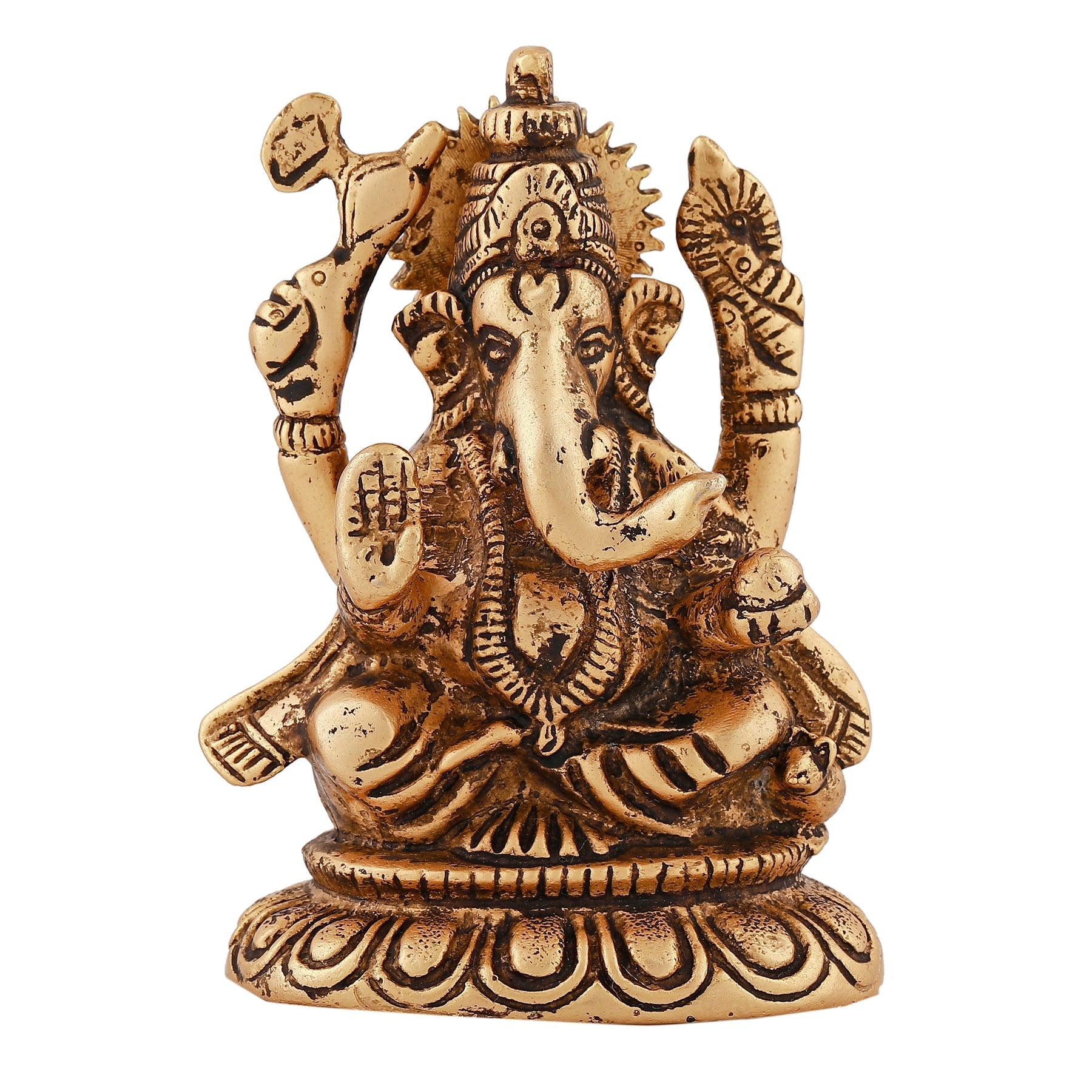Estele Gold-Polished Spiritual Sharp Lord Ganesha Idol for Gifts & HouseWarming/Home/Office Decors - Swadesiicart