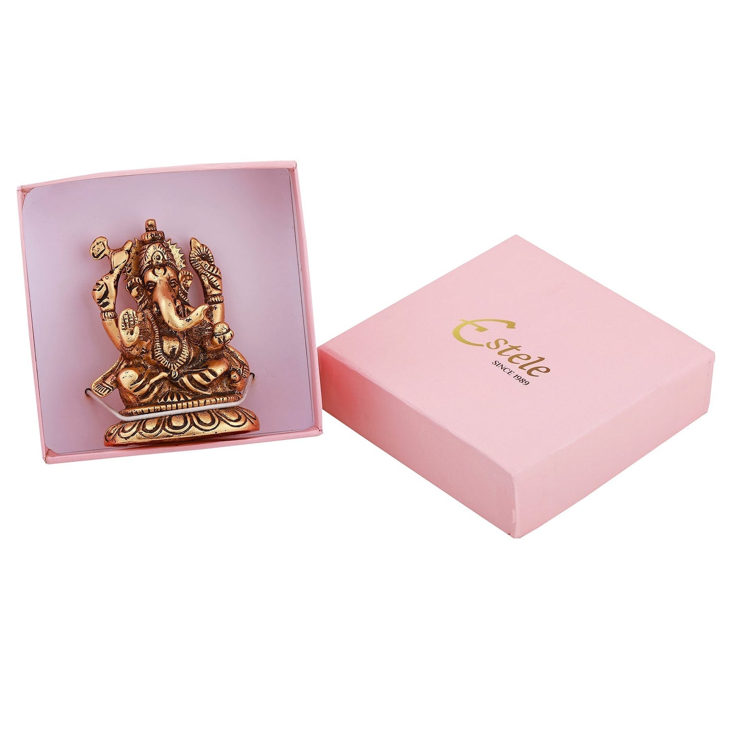 Estele Gold-Polished Spiritual Sharp Lord Ganesha Idol for Gifts & HouseWarming/Home/Office Decors - Swadesiicart