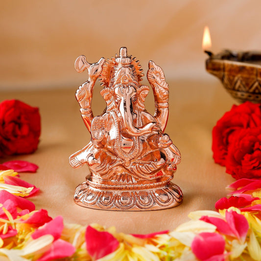 Estele Pink/Rose Gold-Polished Spiritual Ganesha Idol for Poja/Car decor - Swadesiicart