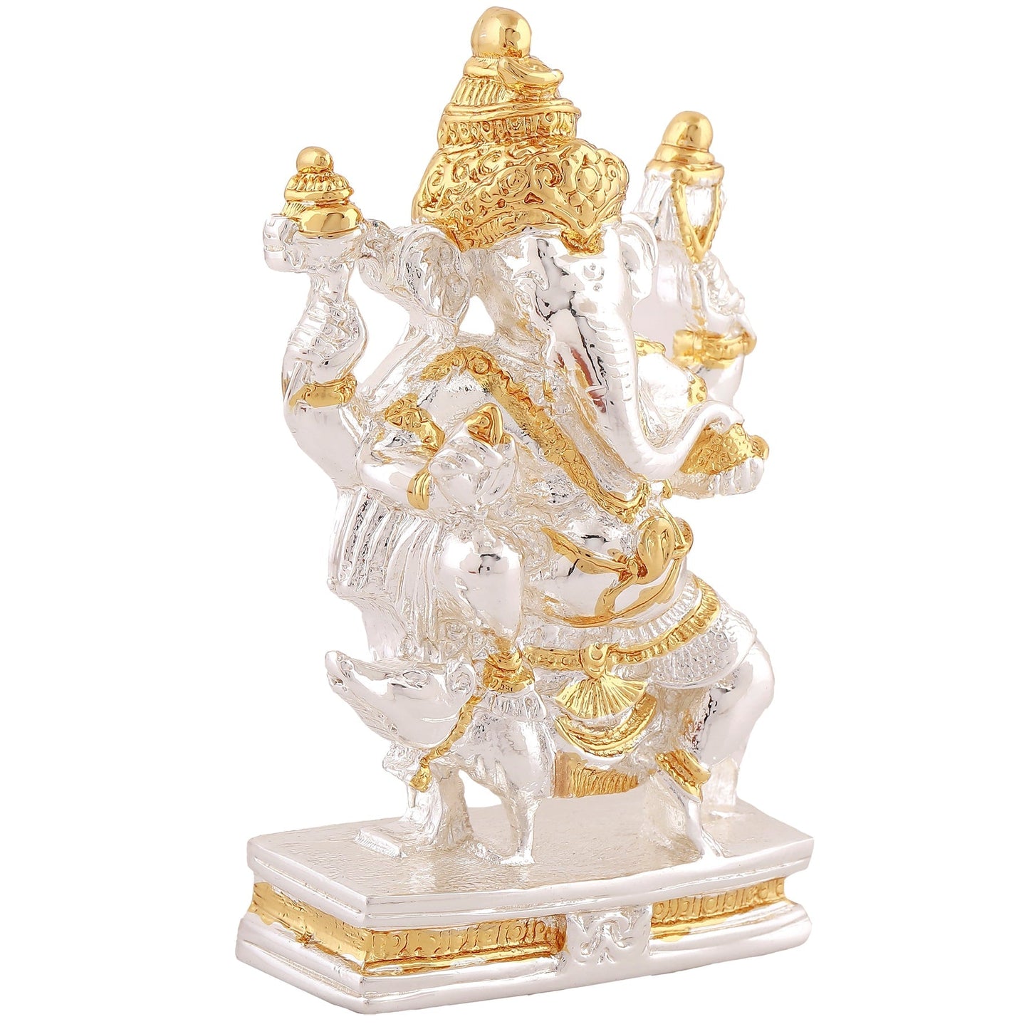 Estele Gold-Polished Spiritual Mooshak Lord Ganesha Idol for Gifts & HouseWarming/Home/Office Decors - Swadesiicart
