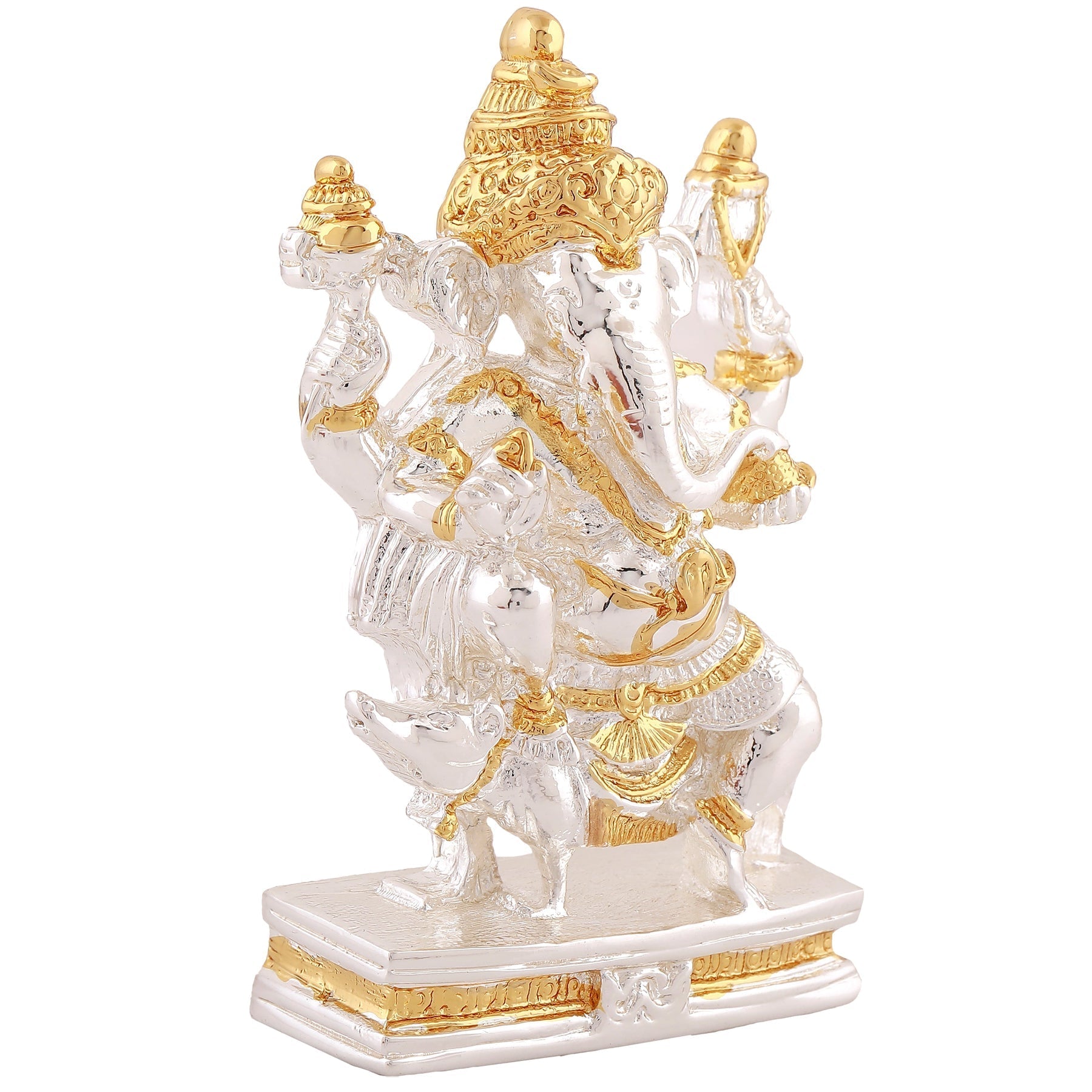 Estele Gold-Polished Spiritual Mooshak Lord Ganesha Idol for Gifts & HouseWarming/Home/Office Decors - Swadesiicart