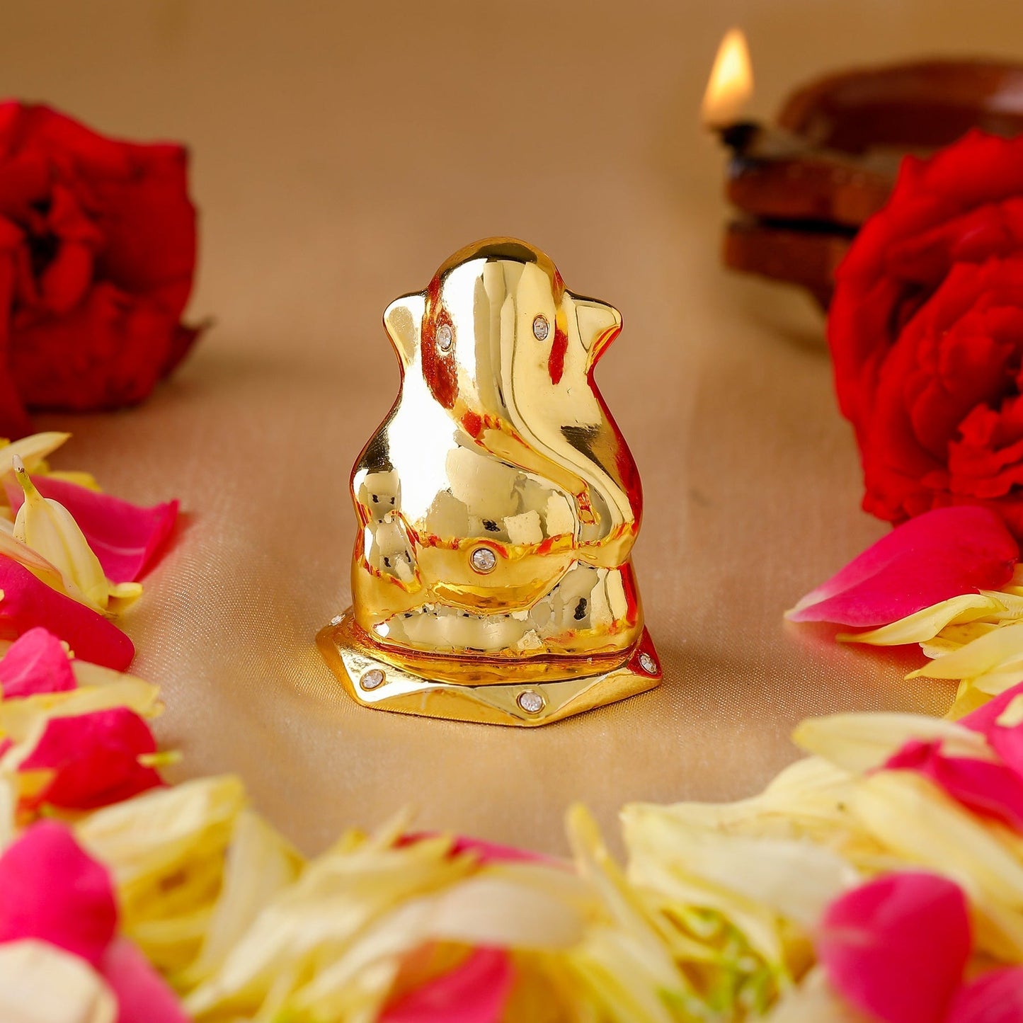 Estele Gold-Polished God of beginnings Lord Ganesha Idol for Home/Office Decors - Swadesiicart