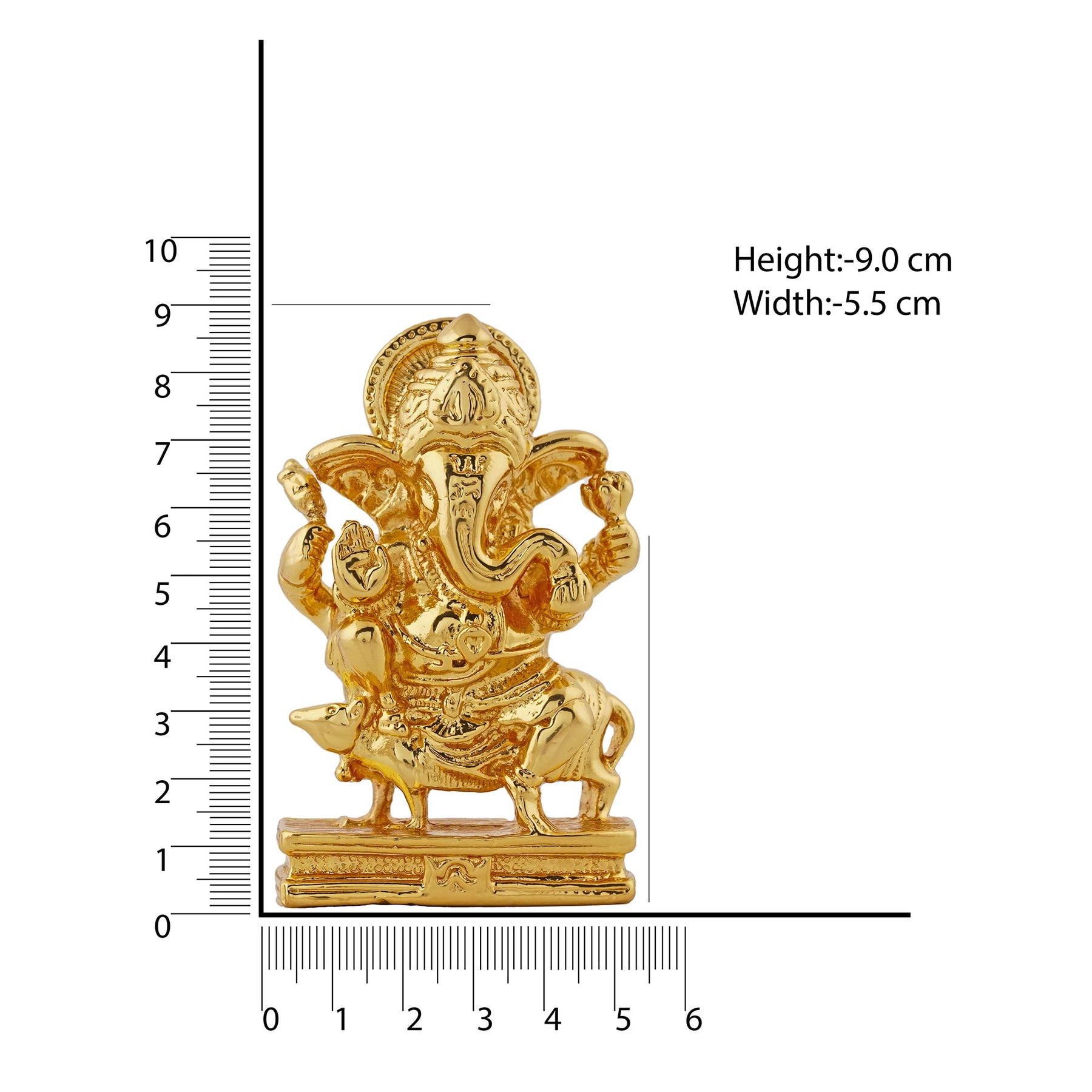 Estele Gold-Polished Spiritual Lord Mooshak Ganesha Idol for Gifts & HouseWarming/Home/Office Decors - Swadesiicart