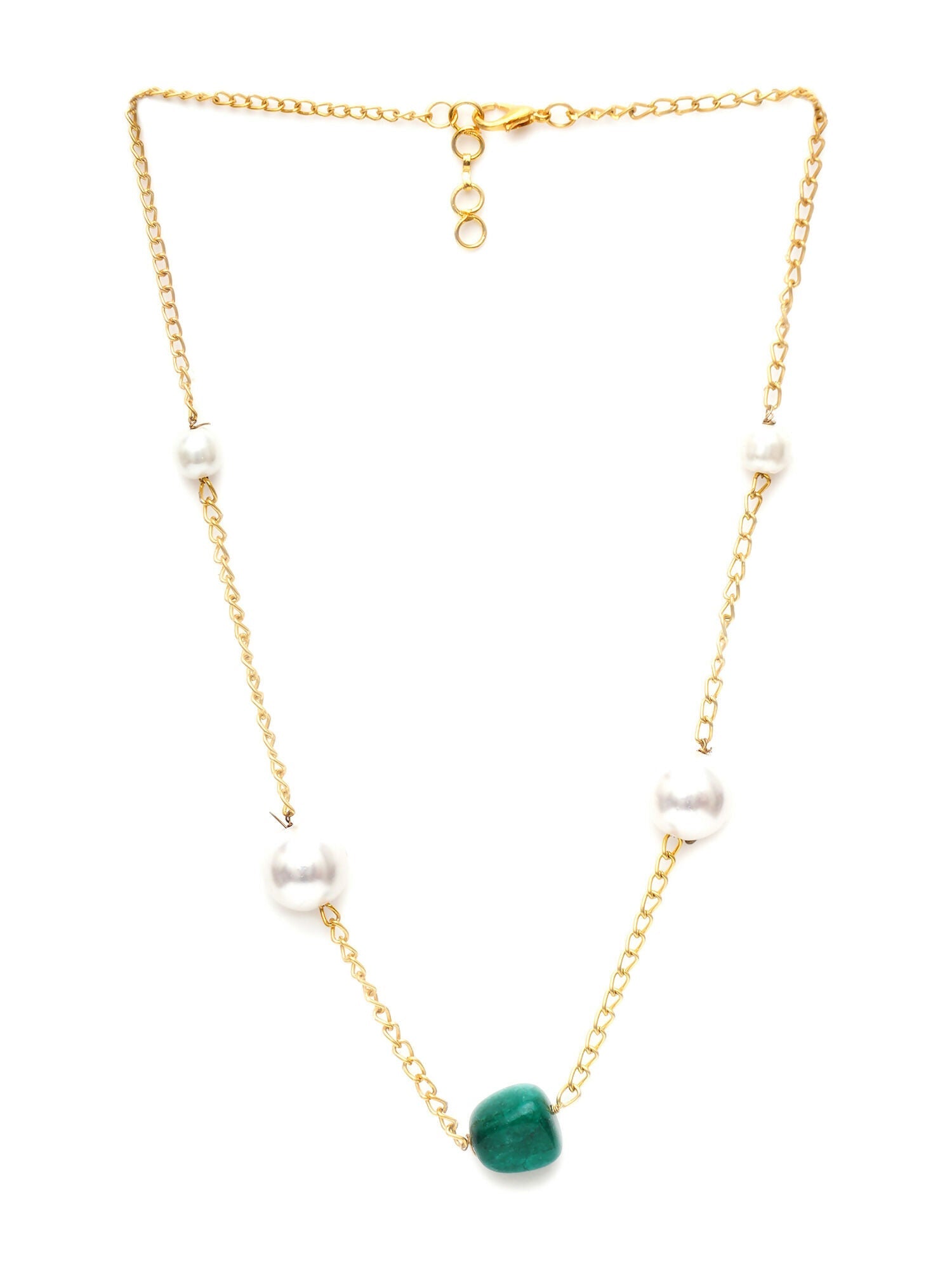 Layered Pearl and Emerald Neckpiece (gold) - Ruby Raang | Swadesiicart