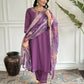 Purple Viscose chanderi Stitched Suit With Dupatta - Tanisha | Swadesiicart
