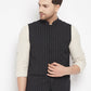 Even Apparels Black Merino Men Woven Nehru Jacket | Swadesiicart