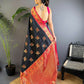 Joban Fashion Banarasi Black Woven Soft Silk Saree | Swadesiicart