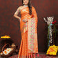 Lorenvalley Fashion Orange Soft Silk Woven Design with Zari Weaving Leheriya Design Saree - Swadesiicart