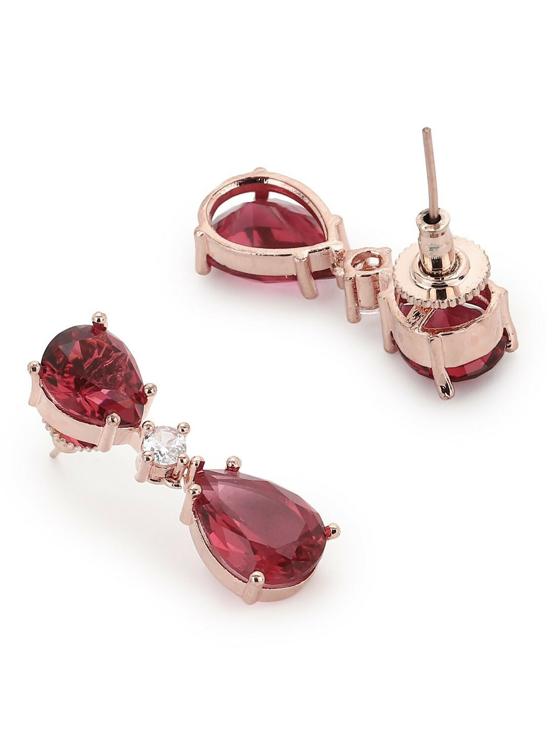 Maroon Stone Earrings- Ruby Raang | Swadesiicart