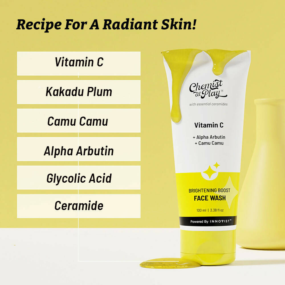 Chemist At Play Vitamin C Brightening Boost Face Wash, Cleans Oil & Dirt, Fades Dark Spots - Swadesiicart