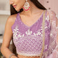 Aastha Fashion Lavender Butterfly Net White Cotton Thread Work, Zari Work And Sandwich Sequence Work Embroidery Wedding Wear Lehenga Choli