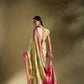 Joban Fashion Cream & Sea Green Plain With Weaving Border Banarasi Silk Sarees | Swadesiicart