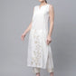 Ahalyaa Women Off White Pure Cotton Printed Kurta with Trousers | Swadesiicart