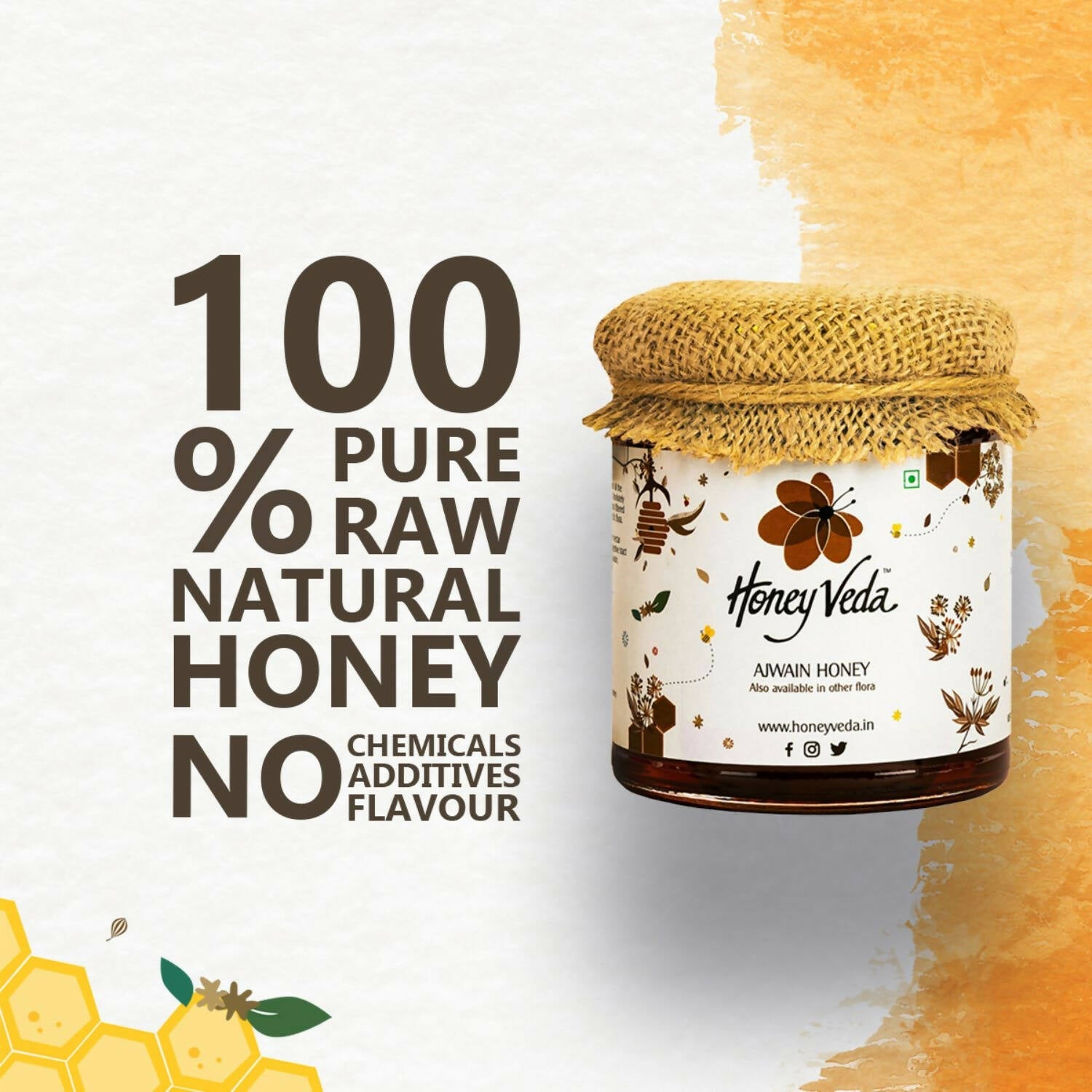 HoneyVeda Premium Raw Ajwain Honey - Swadesiicart
