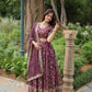 Lorenvalley Wine Pure Viscose Jacquard with Golden Embroidered Sequins work Lehenga Choli | Swadesiicart