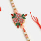 NVR Men Pink Floral Shape Stone-Studdded & Beaded Rakhi With Roli Chawal | Swadesiicart