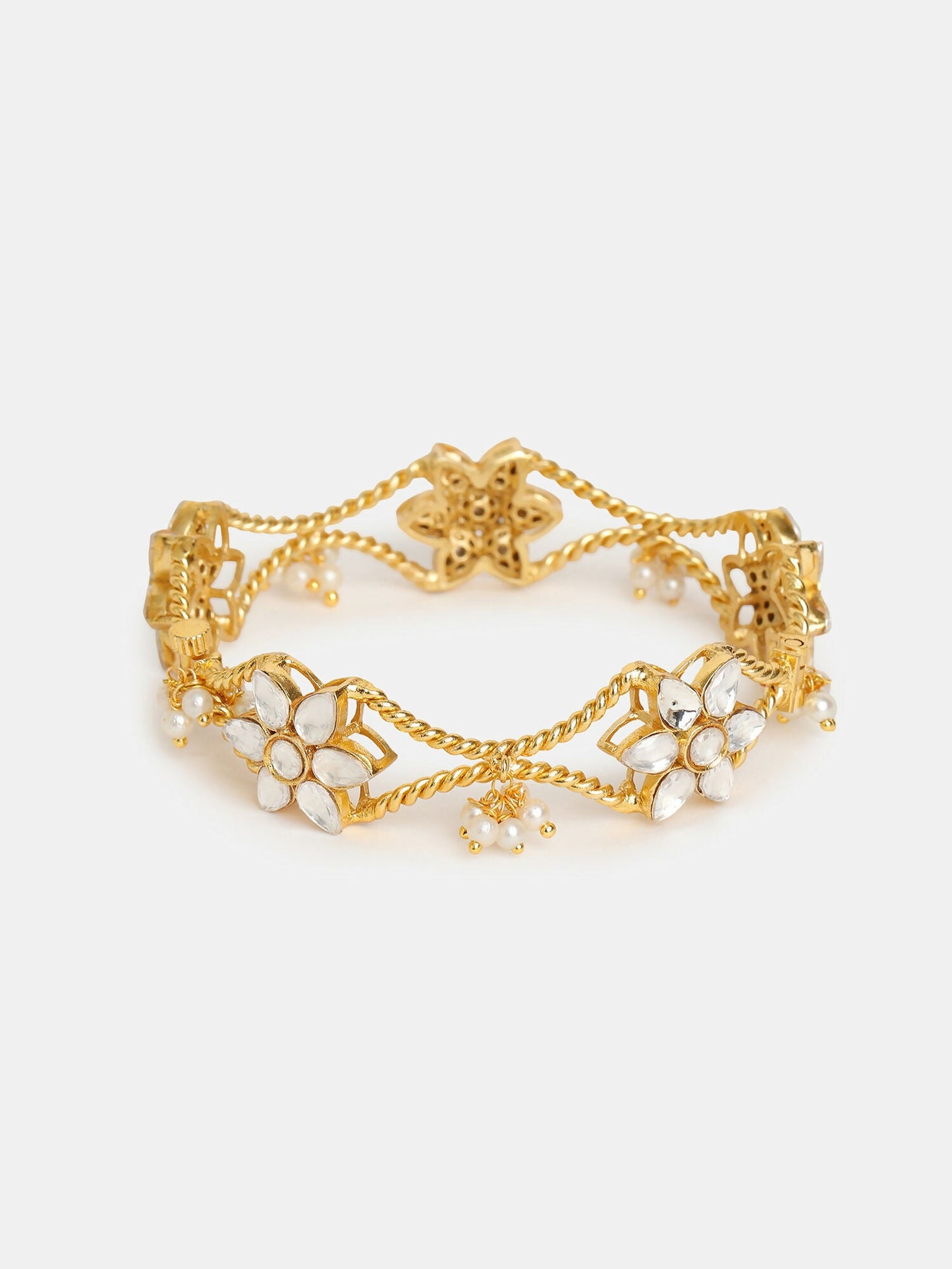 Ruby Raang 22k Gold Polished Kundan Bracelet | Swadesiicart