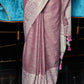 Shree Shyam Fashion Elegant Mauve Woven Linen Saree with Contrast Zari Border & Tassels - Soft & Breathable Party Wear