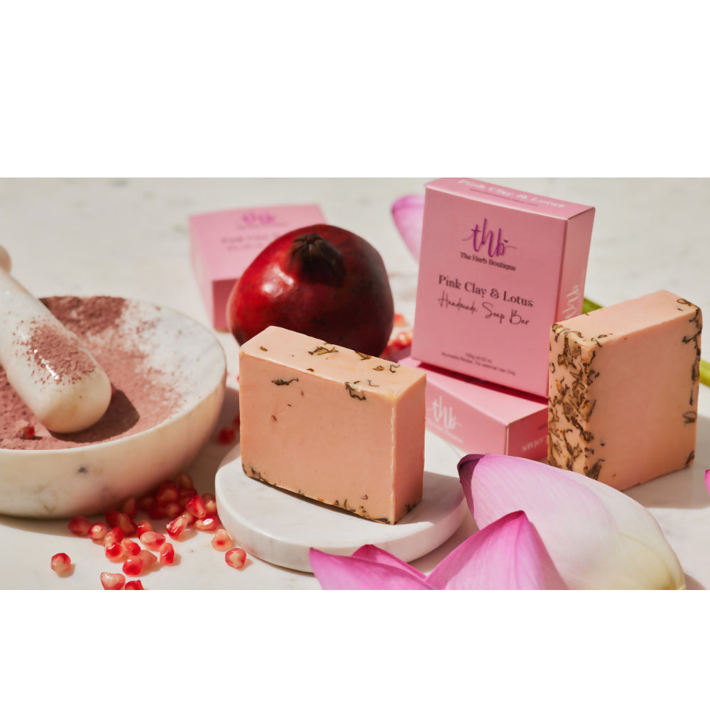The Herb Boutique Pink Clay and Lotus Sugar Soap Bar - Swadesiicart