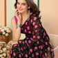 Black Georgette Designer Printed Ready To Wear Saree - Elite | Swadesiicart