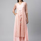 Ahalyaa Women Pink Crepe & Net Foil Print Dress | Swadesiicart