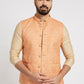 Ethnic India Orange Bundi Men's Jacket Abstract Blended | Swadesiicart