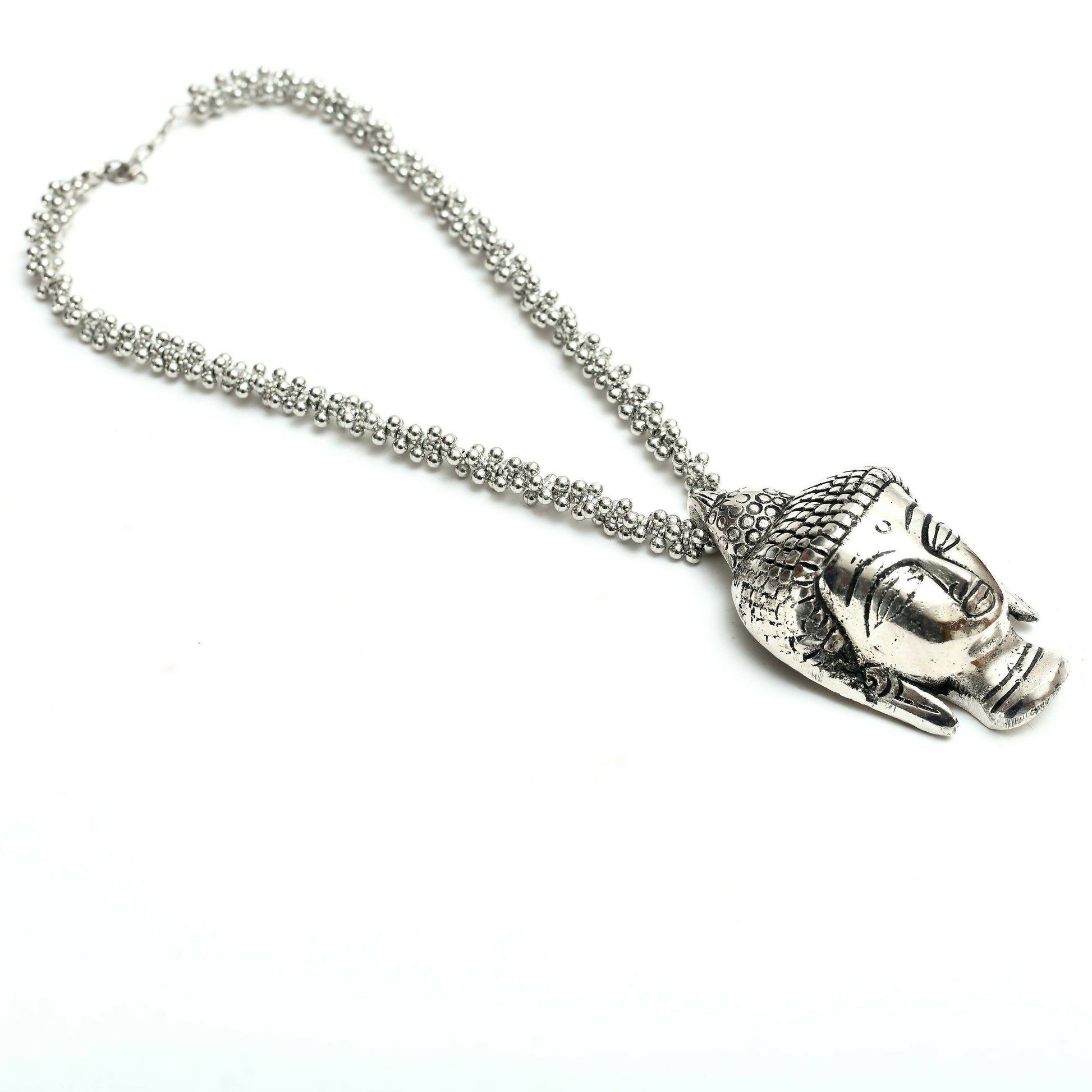 Mominos Fashion Johar Kamal Silver-Plated Brass Finish Budha Long Neckalce For Women - Swadesiicart