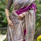 Vishnu Weaves Women's Wine Soft Tussar Silk Saree with Blouse - Swadesiicart