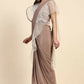 Light Brown Lycra Solid Ready to Wear Saree with stitched Blouse - Nita | Swadesiicart