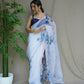 Vamsee Mudra White Organza Saree - Swadesiicart