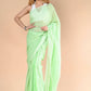 Very Much Indian Designer Pure Cotton Saree With All Over Linear Stripes - Fern Green | Swadesiicart