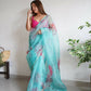 Vamsee Sky Blue Organza Saree - Swadesiicart