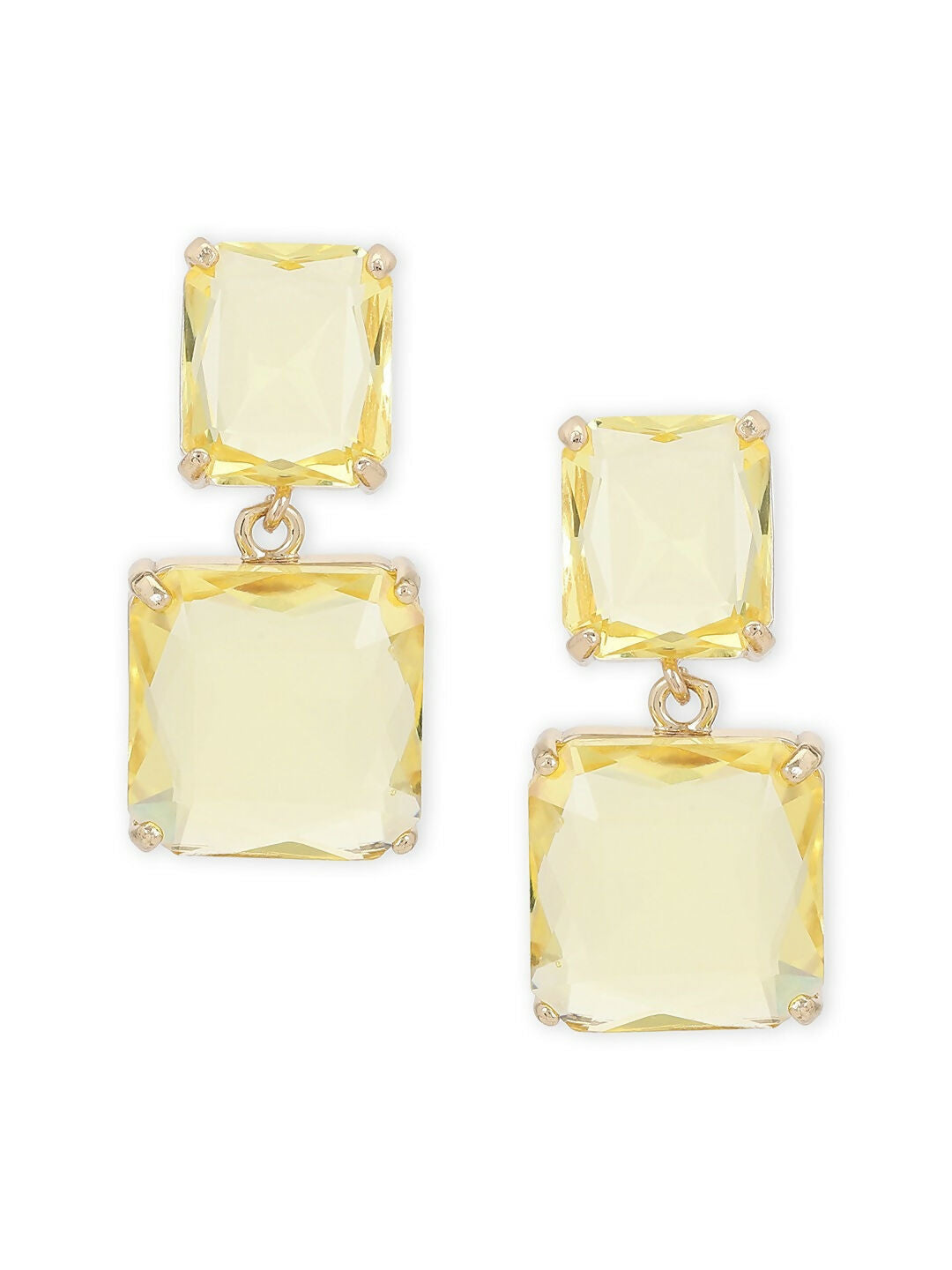 Yellow Duet Stone Earrings- Ruby Raang | Swadesiicart
