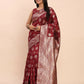 Astita Banarasi Silk Maroon Saree | Swadesiicart