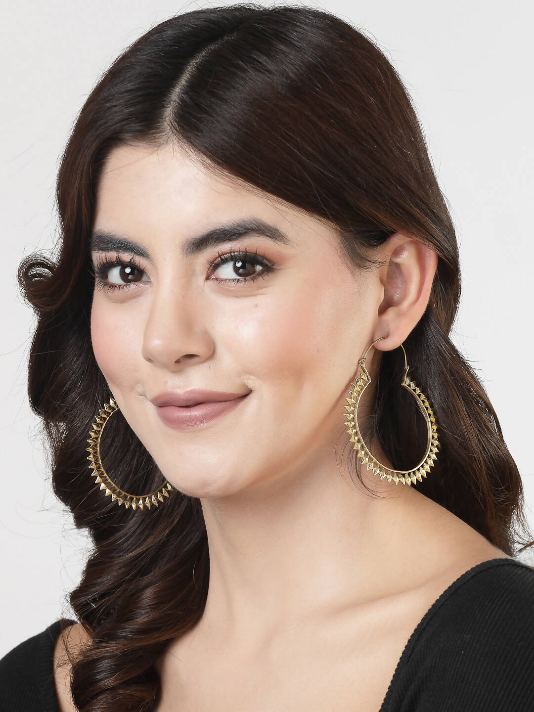 NVR Women Golden Full Circular Hoop Earrings - NR Retail-NVR