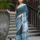 Beatitude Blue Cotton Tanchori Handloom Saree