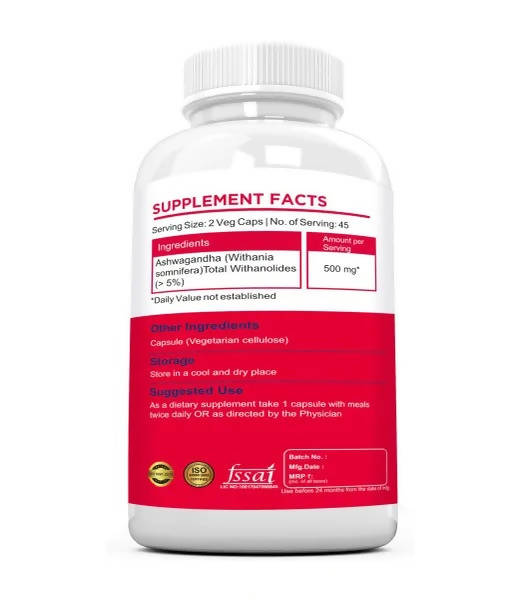 Ramini Bio Nutrition Ksm-66 Ashwagandha 500mg Veg Capsules - Swadesiicart