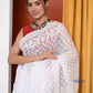 Very Much Indian Jamdhani Cotton Saree With Polka Dot Pallu - White | Swadesiicart