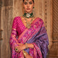 Purple Banarasi Weaving, Ultra Aqua Finish, Zari Work Banarasi Silk Saree - Rath Kunti - Swadesiicart