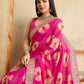 Ai Fashion Pink Georgette Bandhani Print Party Wear Saree