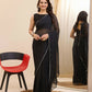 Black Georgette Designer Printed Ready To Wear Saree - Ibiza | Swadesiicart