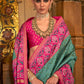 Persian Green Banarasi Weaving, Ultra Aqua Finish, Zari Work Banarasi Silk Saree - Rath Kunti - Swadesiicart
