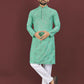 Anaita Turquoise Embroidered Silk Straight Kurta