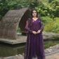 Jyoti Fashion Women's Wine Faux Blooming Embroidered Kurta with Trouser & Dupatta | Swadesiicart