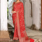 Joban Fashion Red Crepe Chiffon Banarasi Pure Handloom Banarasi Silk Saree | Swadesiicart