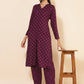 Janasya Women's Wine Rayon Floral Printed Casual Straight Co-ords - Swadesiicart