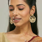 Nuyug 22K Gold-Plated Elegant Kundan Stone Studded & Pearl Beaded Chandbalis | Swadesiicart